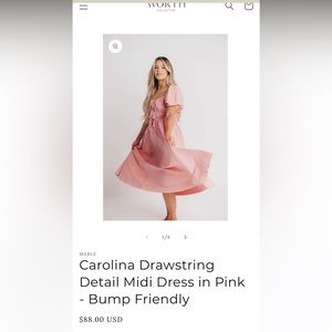 Worth Collective Carolina Drawstring Midi Dress